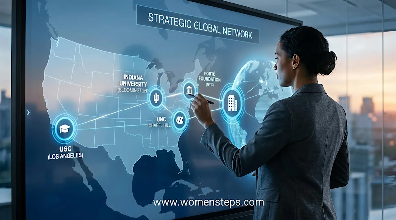 Global Executive Alumni Network for Online MBA Graduates Interactive global network map illustrating business strategy and executive connectivity for MBA graduates