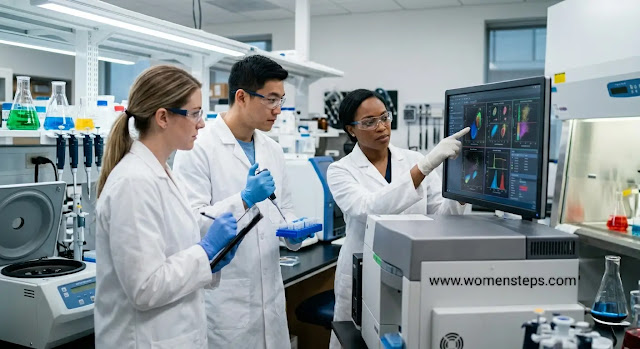 Medical Researchers Analyzing Clinical Trial Data for Women's Healthcare Medical Researchers Analyzing Clinical Trial Data for Women's Healthcare