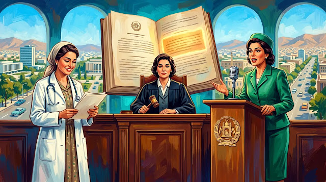 Afghan women in professional legal and medical roles
