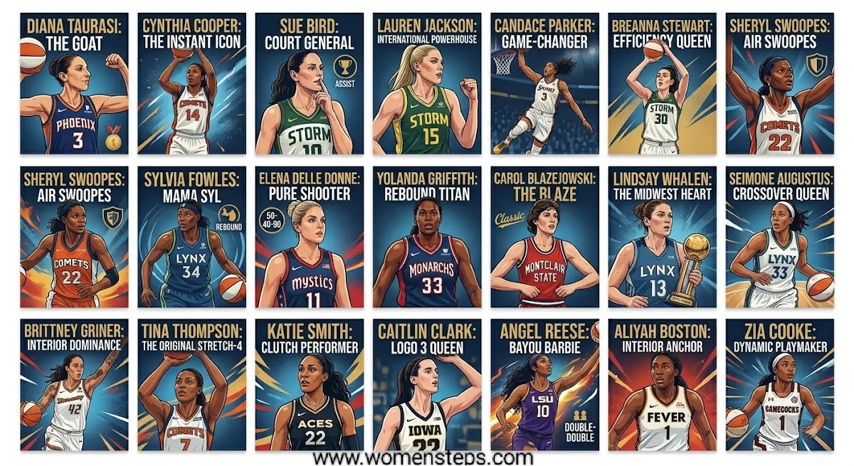 The Ultimate Directory: Top 25 Women's Basketball Players Grid of top 25 women's basketball players of all time.