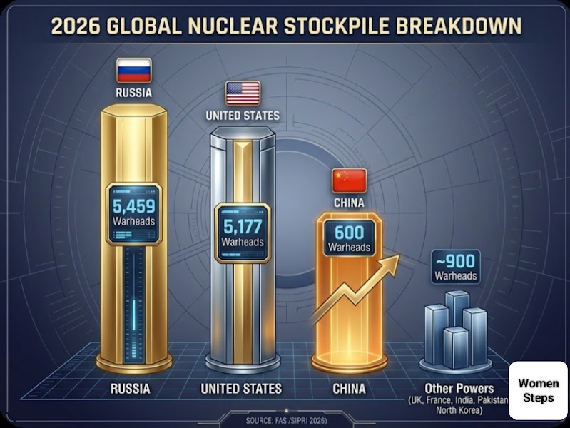 Comparison chart showing changes in major nuclear stockpiles