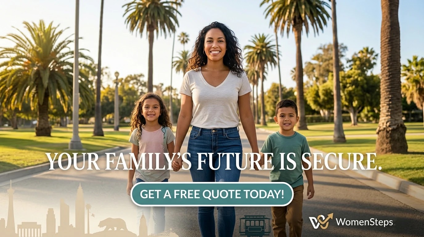 Securing Financial Peace of Mind for California Families Single mother smiling with her children in a California park, representing financial peace of mind.